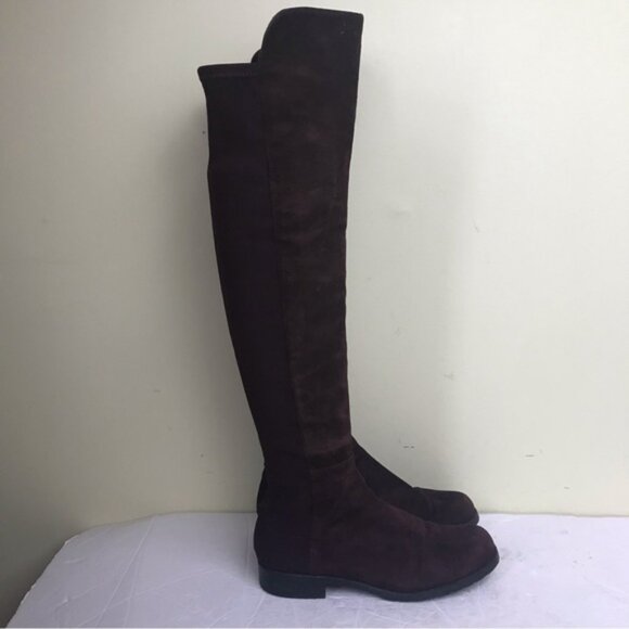 Stuart Weitzman 5050 Suede OverThe Knee Tall Boot Stretch Round Toe Burgundy 5.5 - Picture 2 of 16